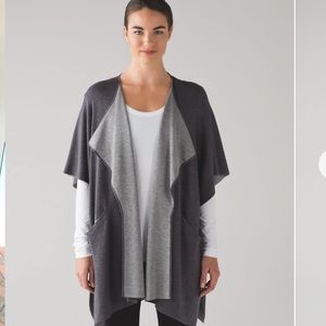 • Lululemon • After Asana Yoga Knit Sweater Wrap Gray Heathered Women’s OS